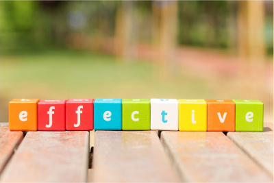 effective spelled out in bright-coloured blocks